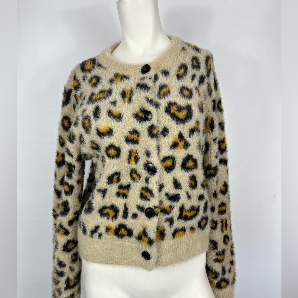 Ciebon Leopard Print Fuzzy Cardigan - image 1